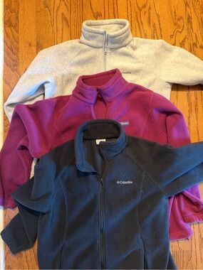 3 Woman’s Columbia fleece jackets.
